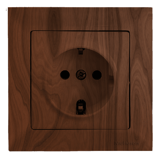 [PTG229.01069] CANDELA Walnut – Single Earthed Socket, Child Protection, MUTLUSAN
