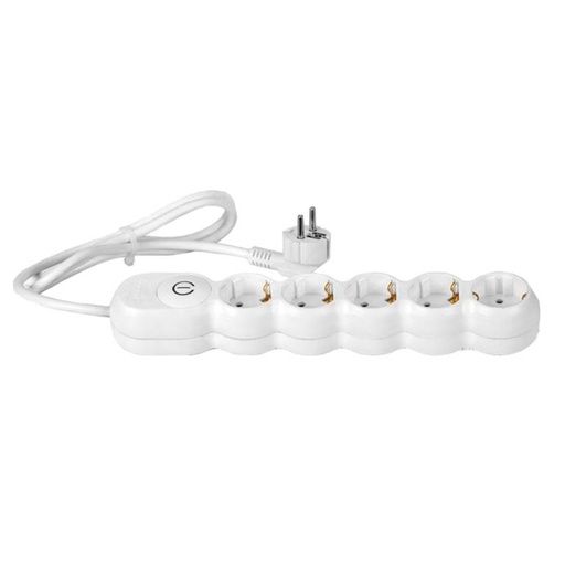 [PTG425.00023] Prelungitor (cu intrerupator), 5 prize, 3x1.5mm², Alb, WCONN