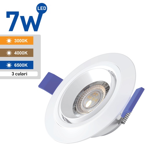 [PTG062.00024] Eagle Eye Spot LED mobil rotund alb, IP20, 360°, 7W, 3CCT, WELLMAX